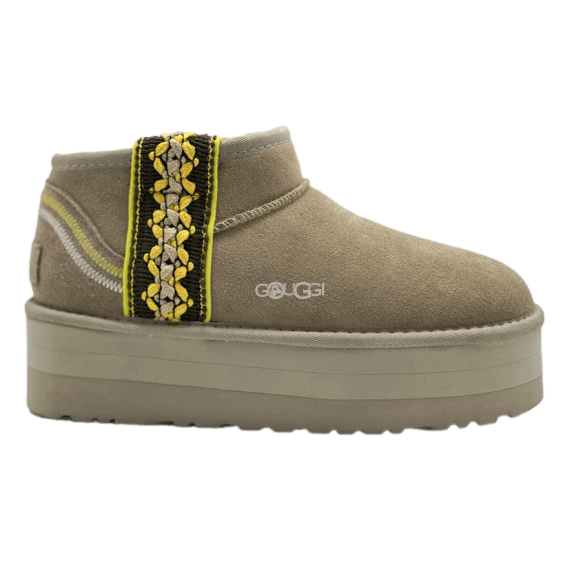 Женские мини угги на платформе Classic Ultra Mini Braid Plat Boot Sand