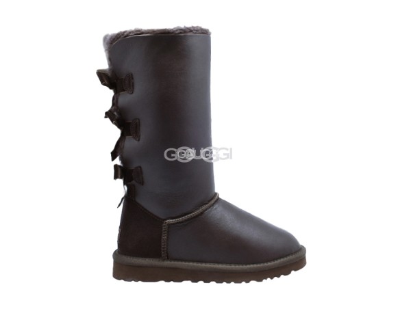 Женские высокие угги с бантиками Bailey Bow Tall Metallic Chocolate