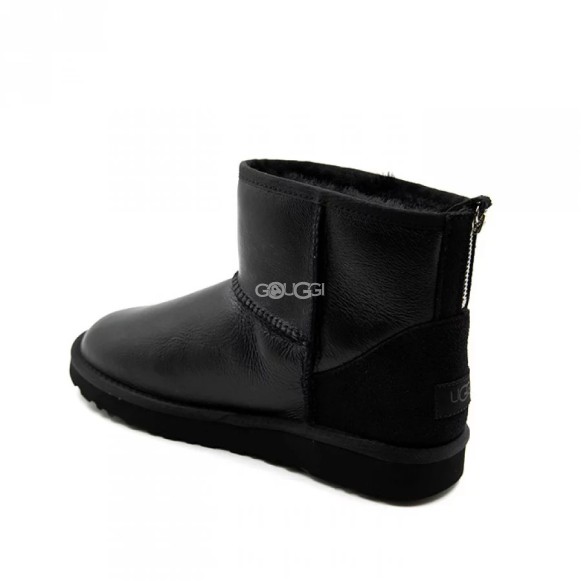 Женские мини угги на молнии Ugg Classic Mini Zip Metallic Black (без камней)