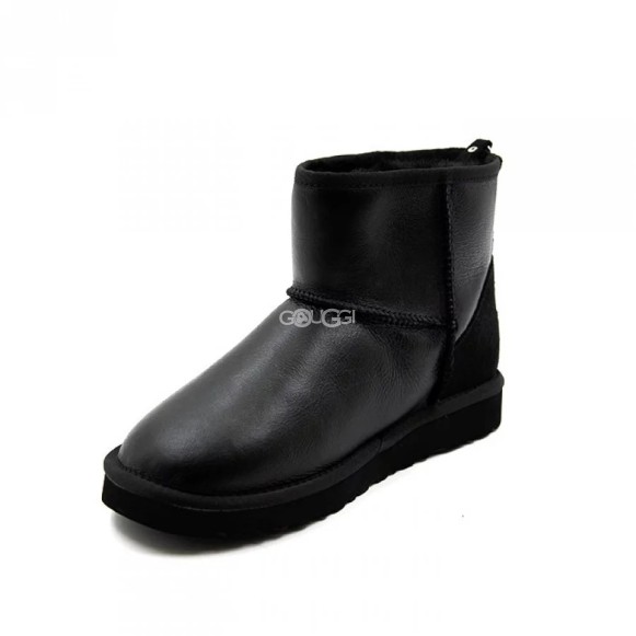 Женские мини угги на молнии Ugg Classic Mini Zip Metallic Black (без камней)