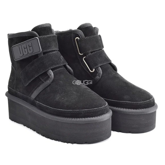 Женские короткие угги на платформе Ugg Classic Short Suede Platform Black