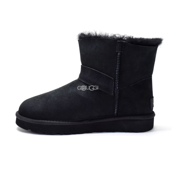 Женские мини угги Ugg Mini Bailey Graphic Logo Suede Black